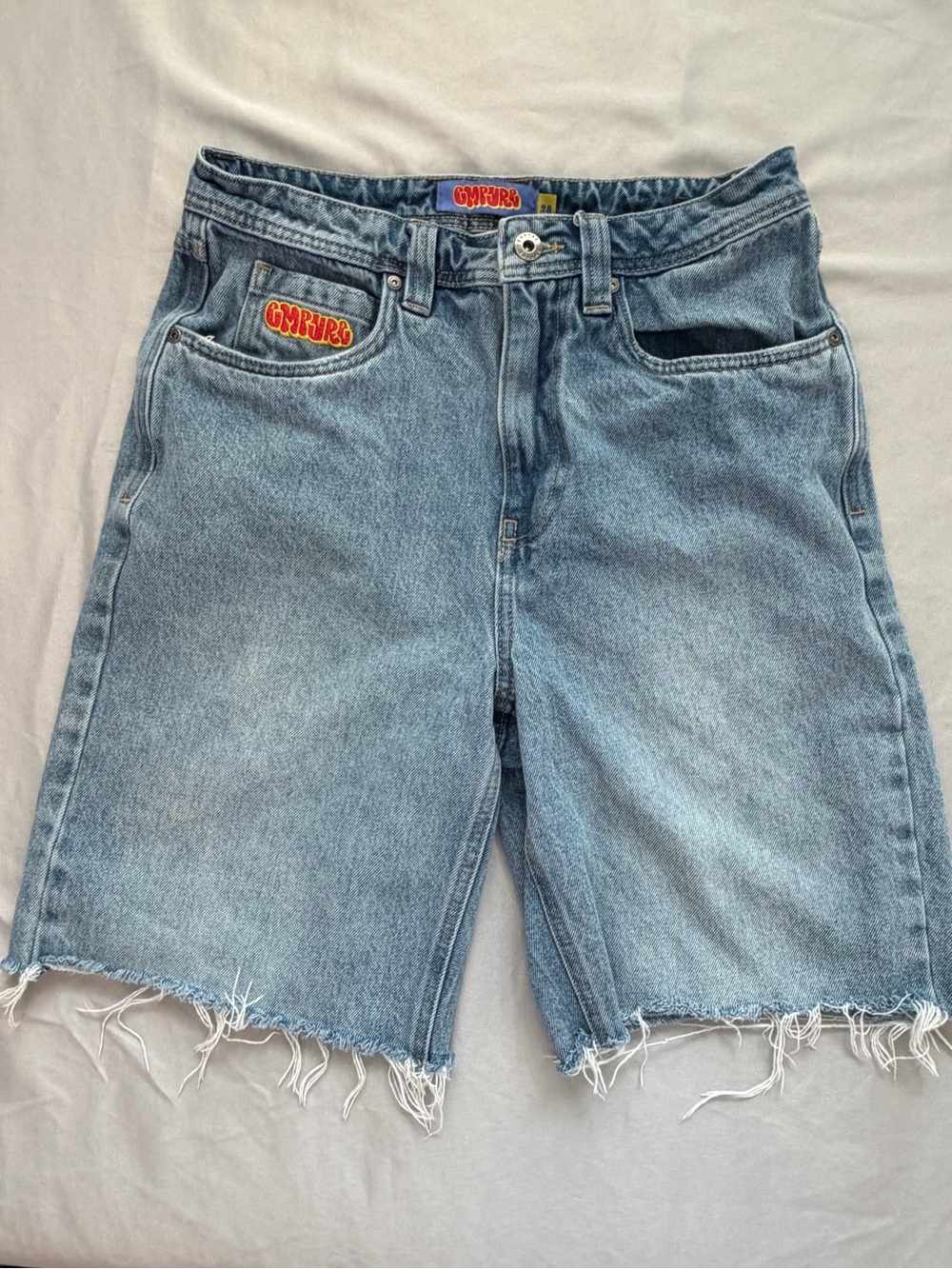 Empyre Light Blue Cutoff Denim Jeans Shorts with Raw Hem